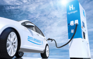 hydrogen logo on gas stations fuel dispenser. h2 combustion engine for emission free ecofriendly transport. 3d rendering